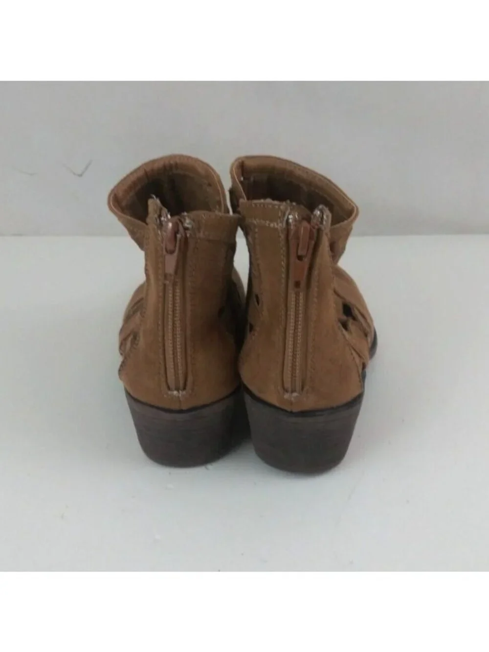 JG Women's Soft Faux Suede Back Zip Light Brown Ankle Boots Booties Size 7